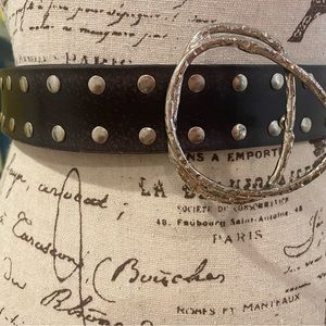 We the free lasso black leather studded belt m/l